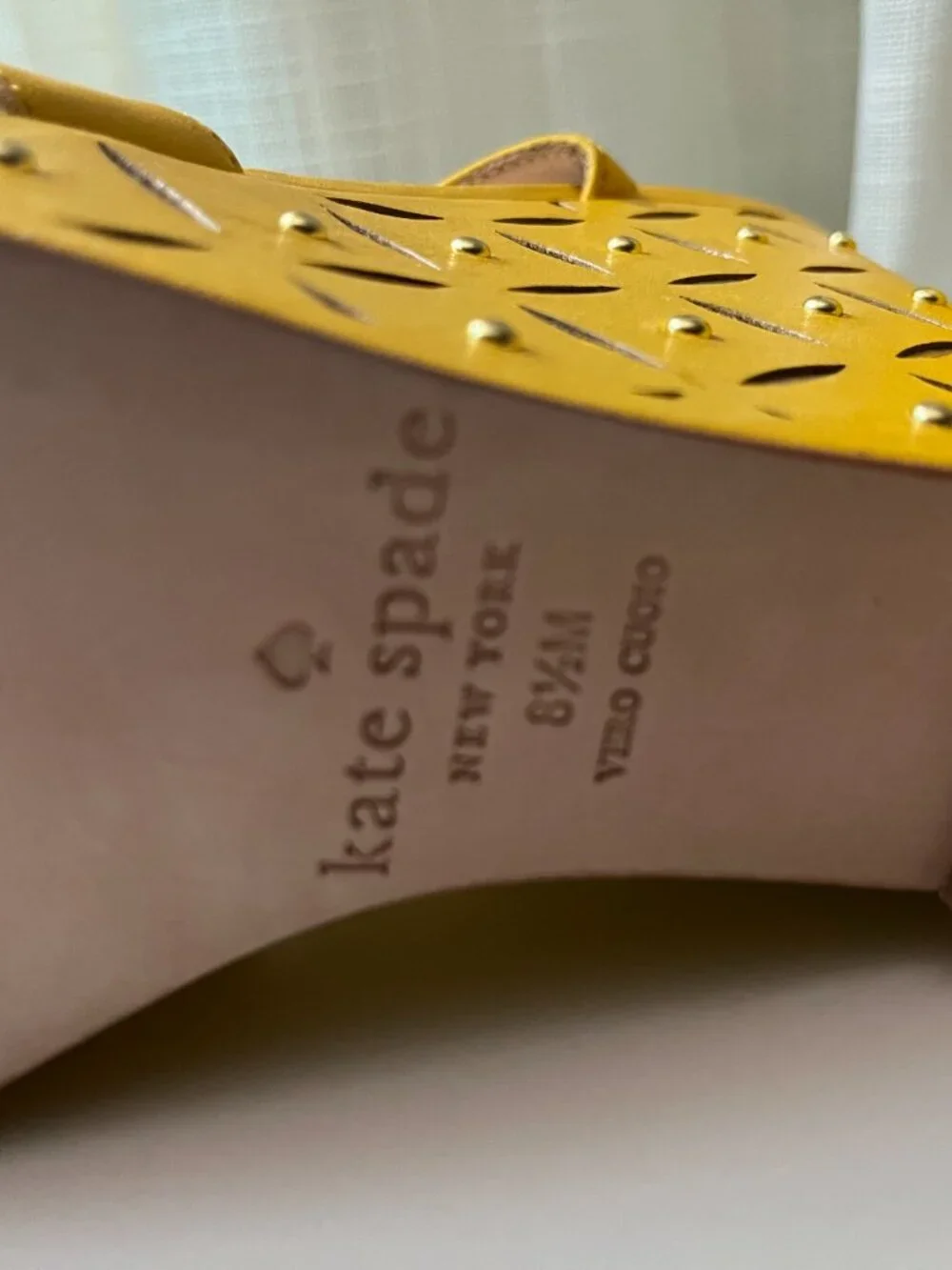 NEW Kate Spade Pineapple Design Yellow Strappy Platform Sandal